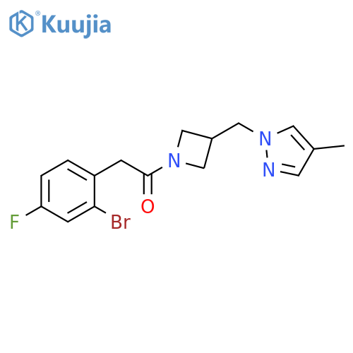 2-(2-bromo-4-fluorophenyl)-1-{3-[(4-methyl-1H-pyrazol-1-yl)methyl]azetidin-1-yl}ethan-1-one structure