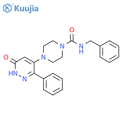 N-benzyl-4-(6-oxo-3-phenyl-1,6-dihydropyridazin-4-yl)piperazine-1-carboxamide structure
