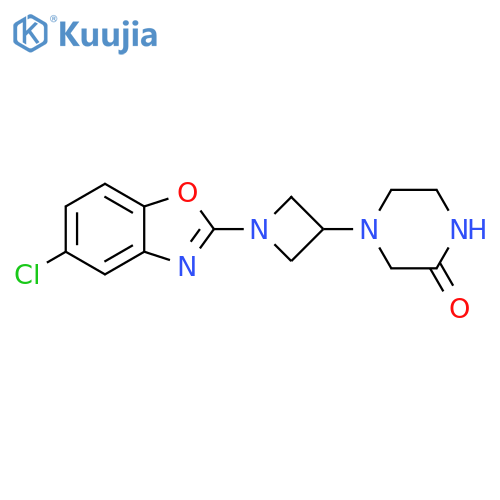4-[1-(5-chloro-1,3-benzoxazol-2-yl)azetidin-3-yl]piperazin-2-one structure