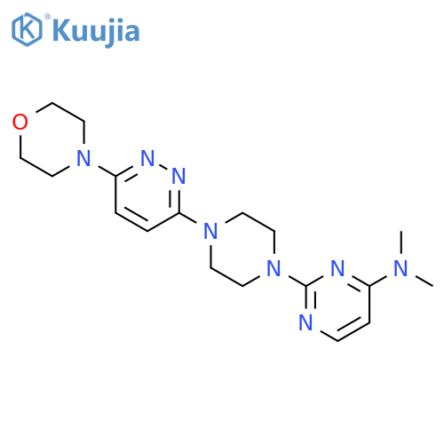 N,N-dimethyl-2-{4-[6-(morpholin-4-yl)pyridazin-3-yl]piperazin-1-yl}pyrimidin-4-amine structure