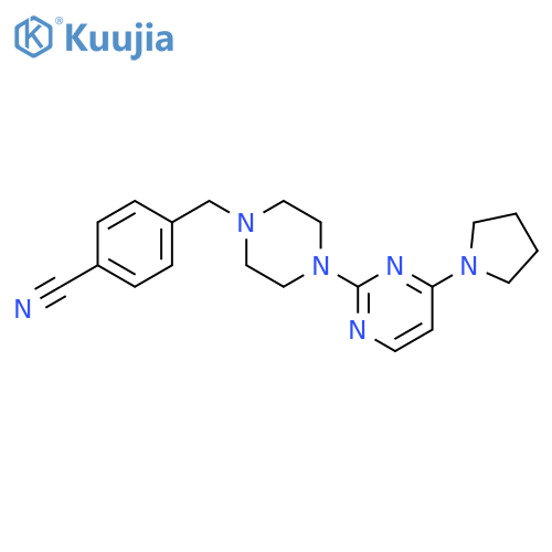 4-({4-[4-(pyrrolidin-1-yl)pyrimidin-2-yl]piperazin-1-yl}methyl)benzonitrile structure