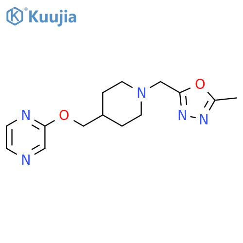 2-({1-[(5-methyl-1,3,4-oxadiazol-2-yl)methyl]piperidin-4-yl}methoxy)pyrazine structure