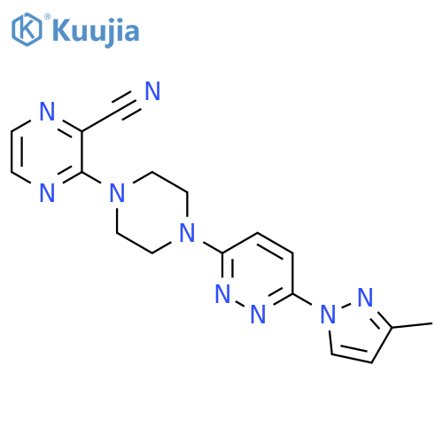 3-{4-[6-(3-methyl-1H-pyrazol-1-yl)pyridazin-3-yl]piperazin-1-yl}pyrazine-2-carbonitrile structure