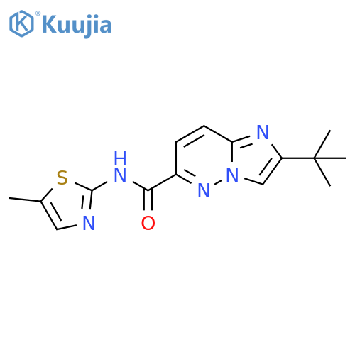 2-tert-butyl-N-(5-methyl-1,3-thiazol-2-yl)imidazo[1,2-b]pyridazine-6-carboxamide structure