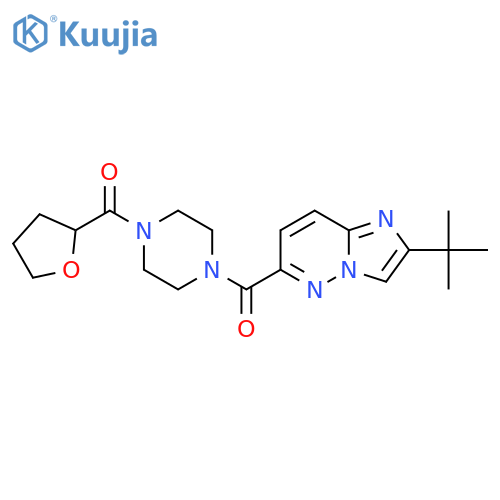 1-{2-Tert-butylimidazo[1,2-b]pyridazine-6-carbonyl}-4-(oxolane-2-carbonyl)piperazine structure