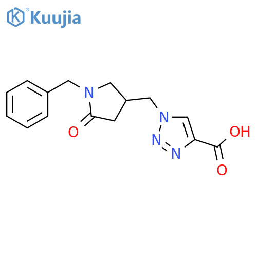 1-[(1-benzyl-5-oxopyrrolidin-3-yl)methyl]-1H-1,2,3-triazole-4-carboxylic acid structure