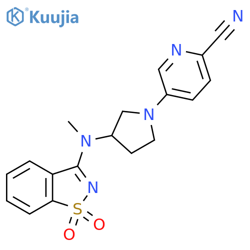 5-{3-(1,1-dioxo-1,2-benzothiazol-3-yl)(methyl)aminopyrrolidin-1-yl}pyridine-2-carbonitrile structure