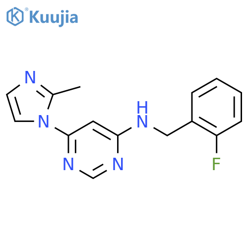 N-(2-fluorophenyl)methyl-6-(2-methyl-1H-imidazol-1-yl)pyrimidin-4-amine structure