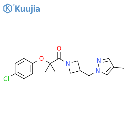 2-(4-chlorophenoxy)-2-methyl-1-{3-[(4-methyl-1H-pyrazol-1-yl)methyl]azetidin-1-yl}propan-1-one structure