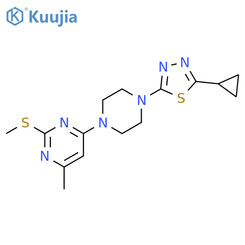 4-[4-(5-cyclopropyl-1,3,4-thiadiazol-2-yl)piperazin-1-yl]-6-methyl-2-(methylsulfanyl)pyrimidine structure