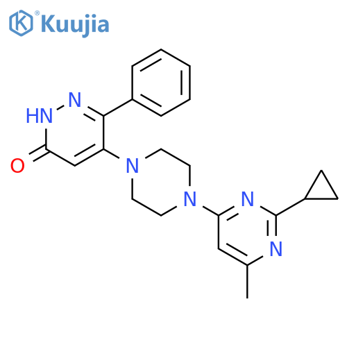 5-4-(2-cyclopropyl-6-methylpyrimidin-4-yl)piperazin-1-yl-6-phenyl-2,3-dihydropyridazin-3-one structure