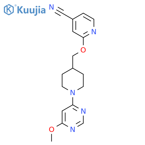 2-{[1-(6-Methoxypyrimidin-4-yl)piperidin-4-yl]methoxy}pyridine-4-carbonitrile structure