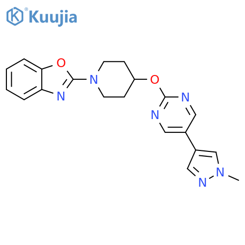 2-(4-{[5-(1-methyl-1H-pyrazol-4-yl)pyrimidin-2-yl]oxy}piperidin-1-yl)-1,3-benzoxazole structure