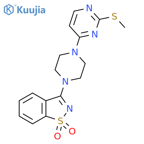 3-{4-[2-(methylsulfanyl)pyrimidin-4-yl]piperazin-1-yl}-1lambda6,2-benzothiazole-1,1-dione structure