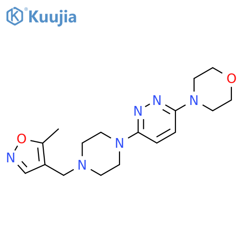 4-(6-{4-[(5-methyl-1,2-oxazol-4-yl)methyl]piperazin-1-yl}pyridazin-3-yl)morpholine structure