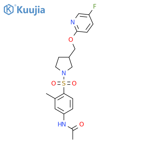 N-{4-[(3-{[(5-fluoropyridin-2-yl)oxy]methyl}pyrrolidin-1-yl)sulfonyl]-3-methylphenyl}acetamide structure