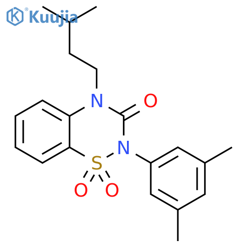2-(3,5-dimethylphenyl)-4-(3-methylbutyl)-3,4-dihydro-2H-1,2,4-benzothiadiazine-1,1,3-trione structure