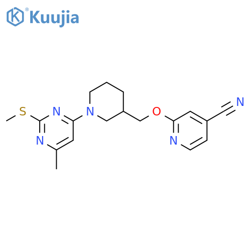 2-({1-[6-methyl-2-(methylsulfanyl)pyrimidin-4-yl]piperidin-3-yl}methoxy)pyridine-4-carbonitrile structure
