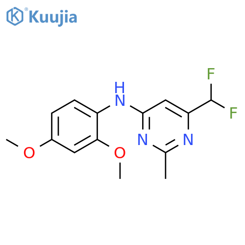 6-(difluoromethyl)-N-(2,4-dimethoxyphenyl)-2-methylpyrimidin-4-amine structure