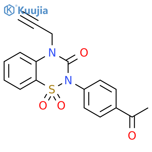 2-(4-acetylphenyl)-4-(prop-2-yn-1-yl)-3,4-dihydro-2H-1lambda6,2,4-benzothiadiazine-1,1,3-trione structure