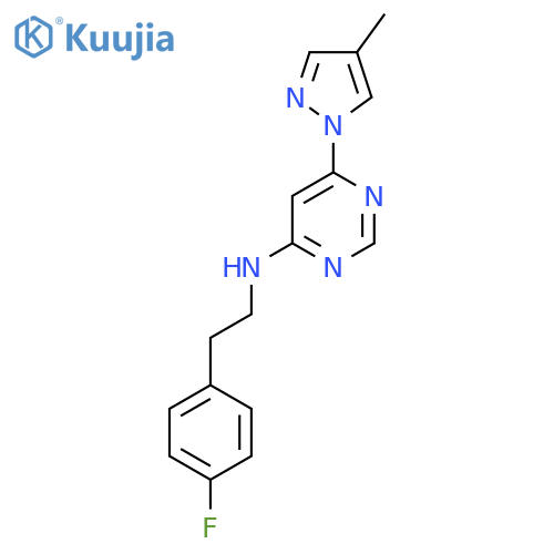 N-[2-(4-fluorophenyl)ethyl]-6-(4-methyl-1H-pyrazol-1-yl)pyrimidin-4-amine structure