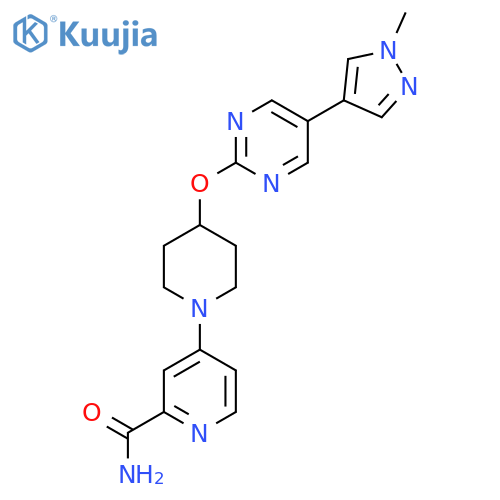 4-(4-{[5-(1-methyl-1H-pyrazol-4-yl)pyrimidin-2-yl]oxy}piperidin-1-yl)pyridine-2-carboxamide structure
