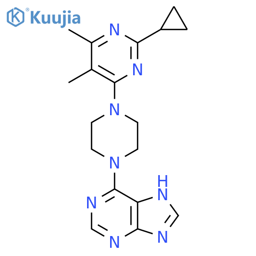 6-[4-(2-cyclopropyl-5,6-dimethylpyrimidin-4-yl)piperazin-1-yl]-9H-purine structure