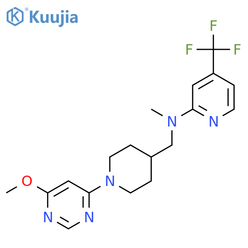 N-{[1-(6-methoxypyrimidin-4-yl)piperidin-4-yl]methyl}-N-methyl-4-(trifluoromethyl)pyridin-2-amine structure