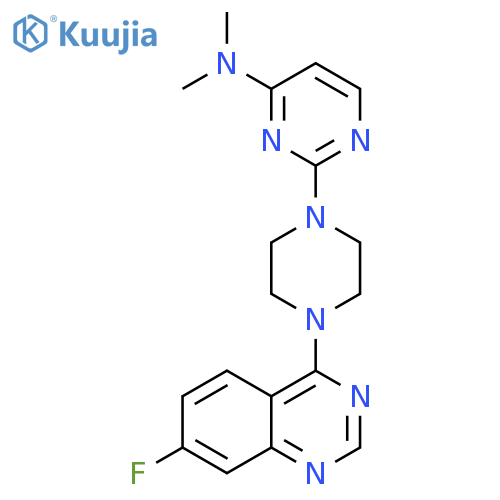 2-[4-(7-fluoroquinazolin-4-yl)piperazin-1-yl]-N,N-dimethylpyrimidin-4-amine structure