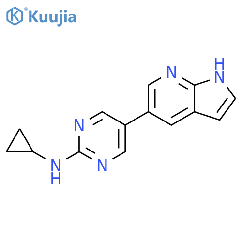 N-cyclopropyl-5-{1H-pyrrolo2,3-bpyridin-5-yl}pyrimidin-2-amine structure