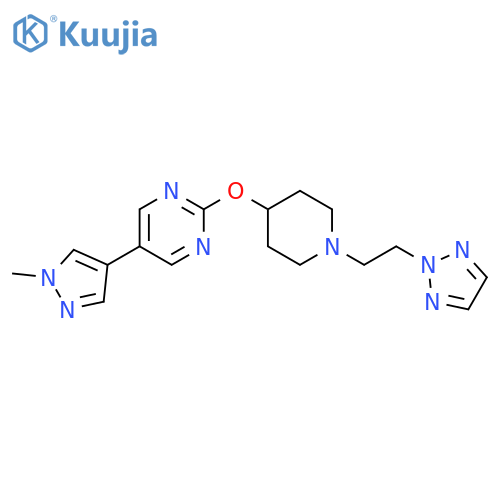 5-(1-methyl-1H-pyrazol-4-yl)-2-({1-[2-(2H-1,2,3-triazol-2-yl)ethyl]piperidin-4-yl}oxy)pyrimidine structure
