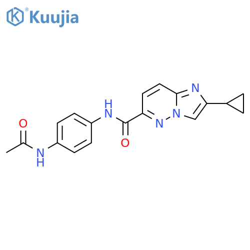 2-cyclopropyl-N-(4-acetamidophenyl)imidazo[1,2-b]pyridazine-6-carboxamide structure