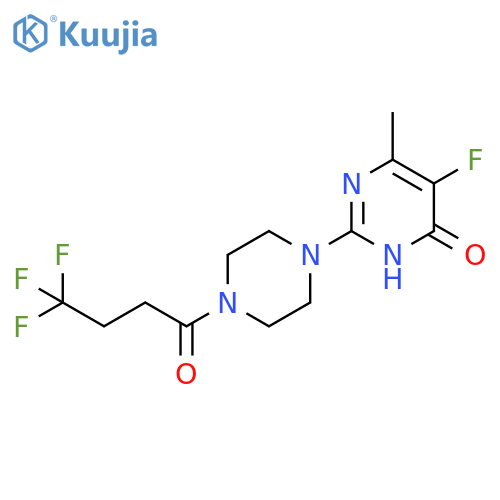 5-fluoro-6-methyl-2-[4-(4,4,4-trifluorobutanoyl)piperazin-1-yl]-3,4-dihydropyrimidin-4-one structure
