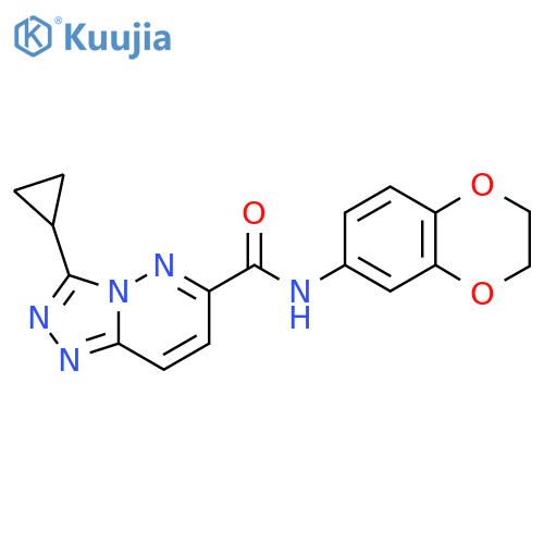 3-cyclopropyl-N-(2,3-dihydro-1,4-benzodioxin-6-yl)-[1,2,4]triazolo[4,3-b]pyridazine-6-carboxamide structure