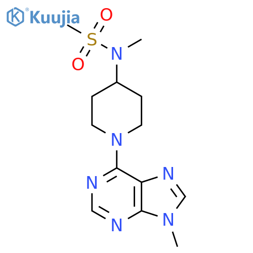 N-methyl-N-[1-(9-methyl-9H-purin-6-yl)piperidin-4-yl]methanesulfonamide structure