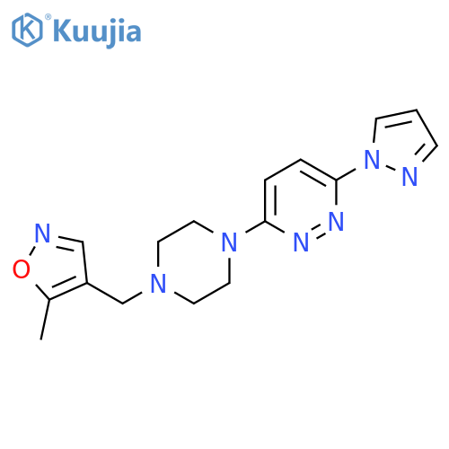 3-{4-[(5-methyl-1,2-oxazol-4-yl)methyl]piperazin-1-yl}-6-(1H-pyrazol-1-yl)pyridazine structure