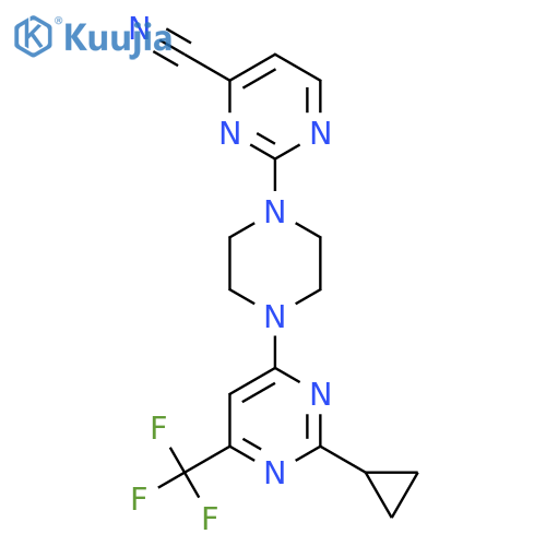 2-{4-[2-Cyclopropyl-6-(trifluoromethyl)pyrimidin-4-yl]piperazin-1-yl}pyrimidine-4-carbonitrile structure