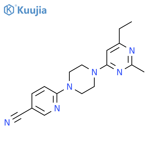 6-[4-(6-Ethyl-2-methylpyrimidin-4-yl)piperazin-1-yl]pyridine-3-carbonitrile structure