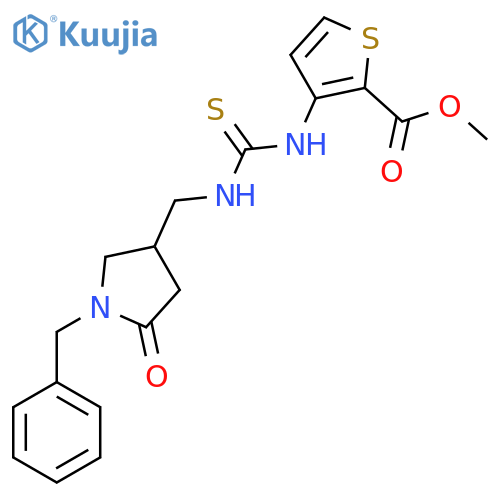 Methyl 3-({[(1-benzyl-5-oxopyrrolidin-3-yl)methyl]carbamothioyl}amino)thiophene-2-carboxylate structure