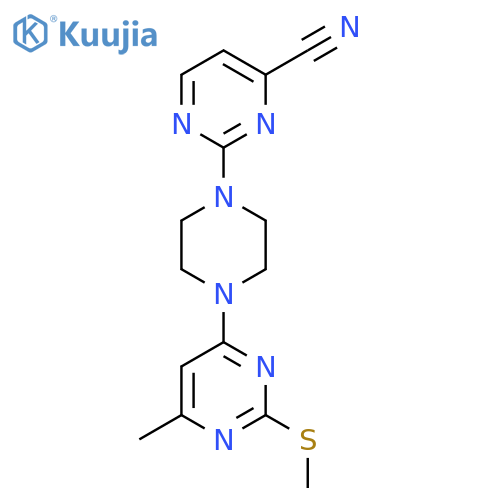 2-{4-[6-Methyl-2-(methylsulfanyl)pyrimidin-4-yl]piperazin-1-yl}pyrimidine-4-carbonitrile structure