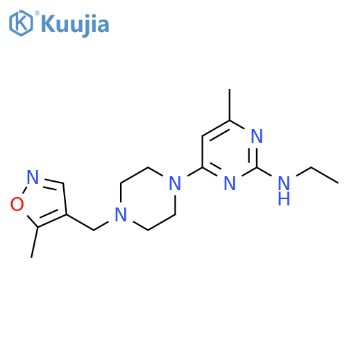 N-ethyl-4-methyl-6-{4-[(5-methyl-1,2-oxazol-4-yl)methyl]piperazin-1-yl}pyrimidin-2-amine structure