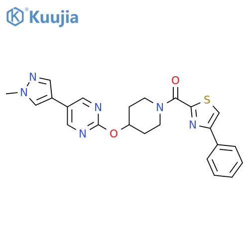 5-(1-methyl-1H-pyrazol-4-yl)-2-{[1-(4-phenyl-1,3-thiazole-2-carbonyl)piperidin-4-yl]oxy}pyrimidine structure