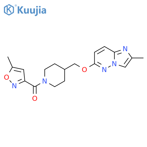 1-(5-Methyl-1,2-oxazole-3-carbonyl)-4-[({2-methylimidazo[1,2-b]pyridazin-6-yl}oxy)methyl]piperidine structure