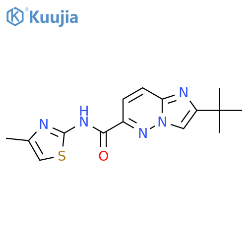 2-tert-butyl-N-(4-methyl-1,3-thiazol-2-yl)imidazo[1,2-b]pyridazine-6-carboxamide structure