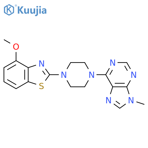 6-[4-(4-methoxy-1,3-benzothiazol-2-yl)piperazin-1-yl]-9-methyl-9H-purine structure