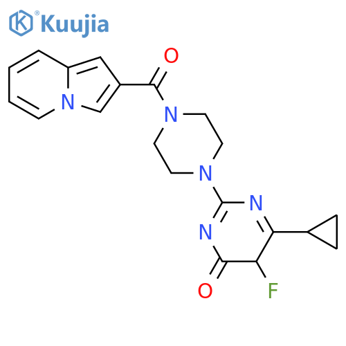 6-Cyclopropyl-5-fluoro-2-[4-(indolizine-2-carbonyl)piperazin-1-yl]-3,4-dihydropyrimidin-4-one structure