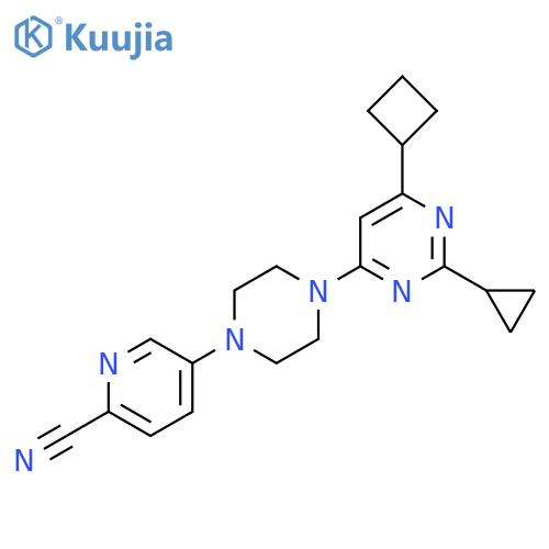 5-[4-(6-Cyclobutyl-2-cyclopropylpyrimidin-4-yl)piperazin-1-yl]pyridine-2-carbonitrile structure