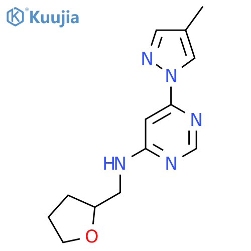 6-(4-methyl-1H-pyrazol-1-yl)-N-[(oxolan-2-yl)methyl]pyrimidin-4-amine structure