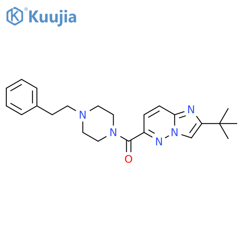 1-{2-tert-butylimidazo1,2-bpyridazine-6-carbonyl}-4-(2-phenylethyl)piperazine structure