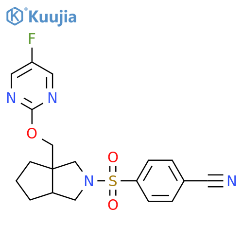 4-[(3a-{[(5-Fluoropyrimidin-2-yl)oxy]methyl}-octahydrocyclopenta[c]pyrrol-2-yl)sulfonyl]benzonitrile structure